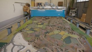 A shot of the huge model map used by a 1970s tank simulator machine.