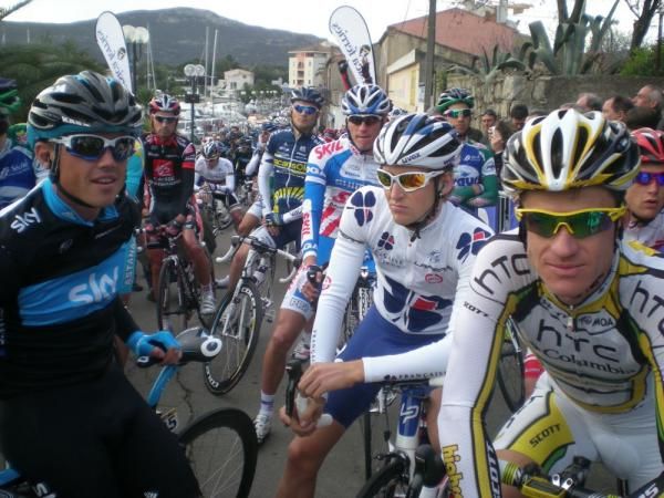 The riders line-up for stage two at Criterum International