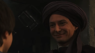 Professor Quirrell meets Harry Potter for the first time.