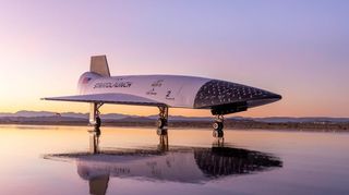 An experimental dart-shaped rocket-powered aircraft