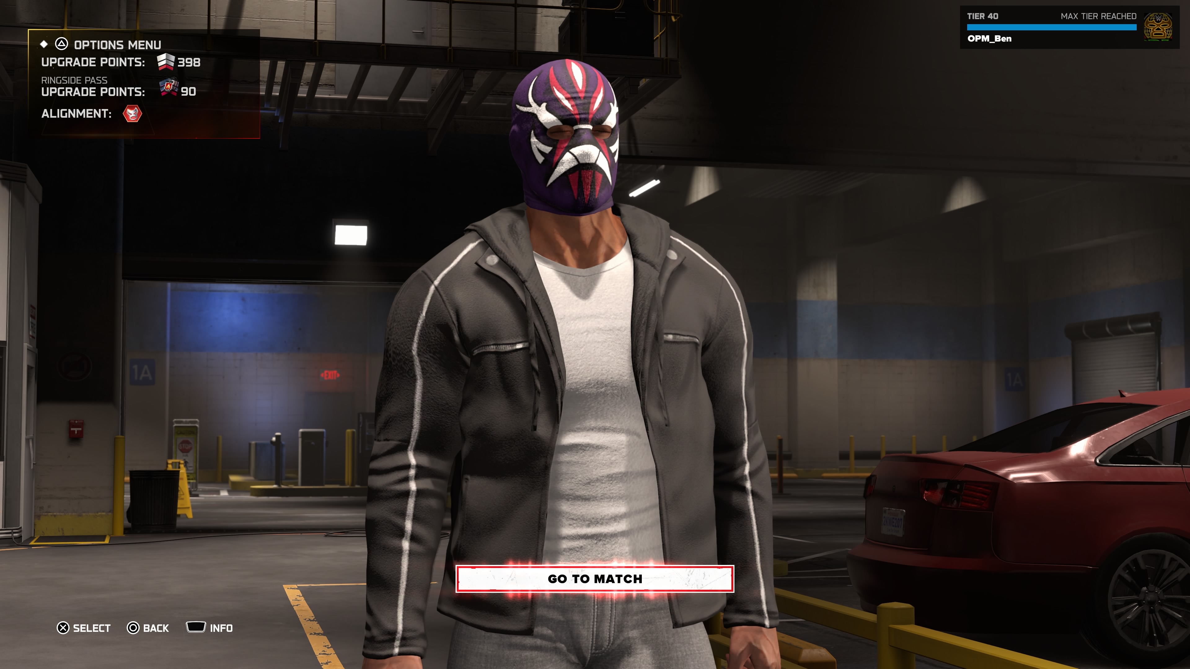 A masked WWE 2K26 MyRise creation