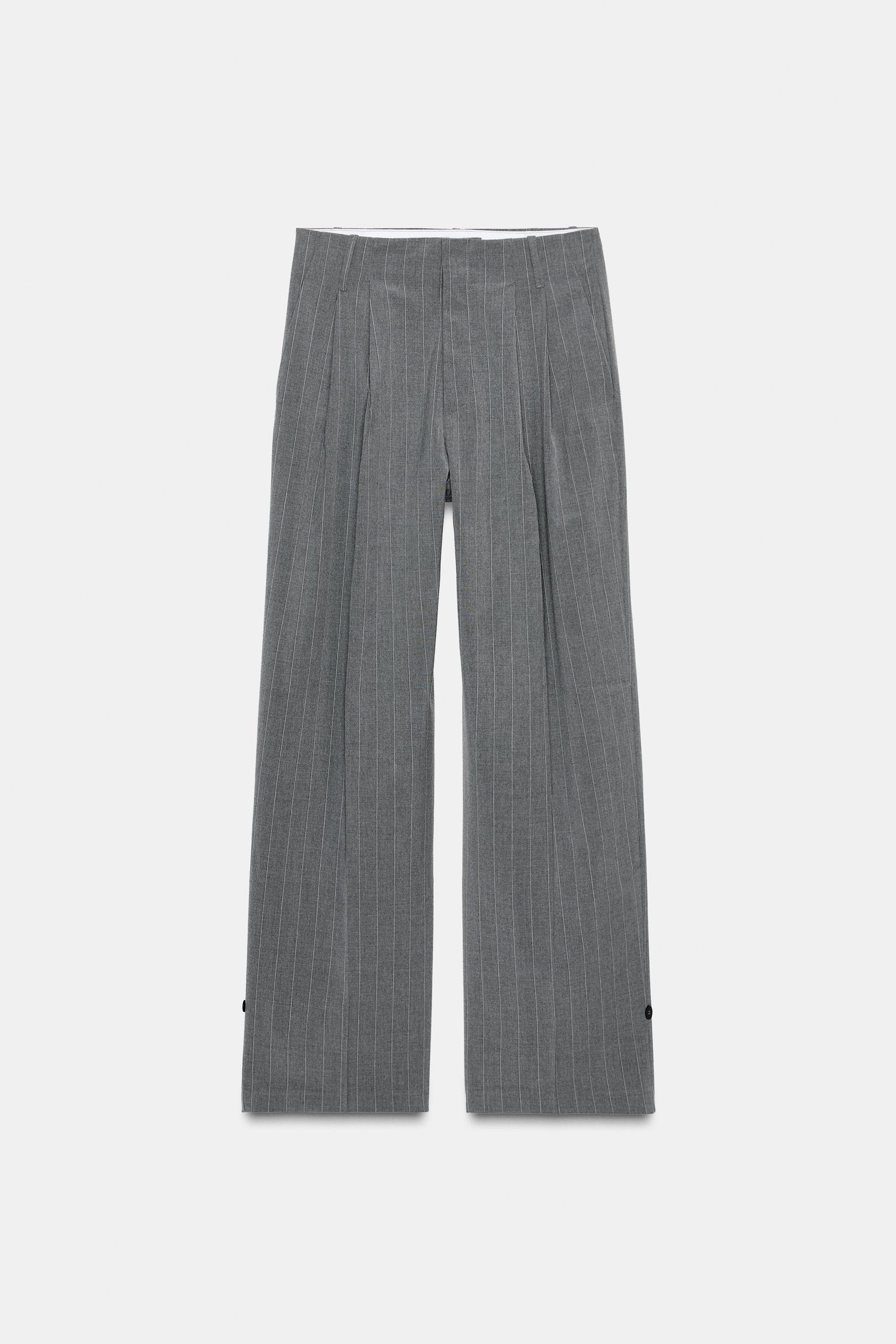 Pleated Pants With Button Hem