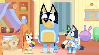Bandit with Bingo and Bluey in Bluey