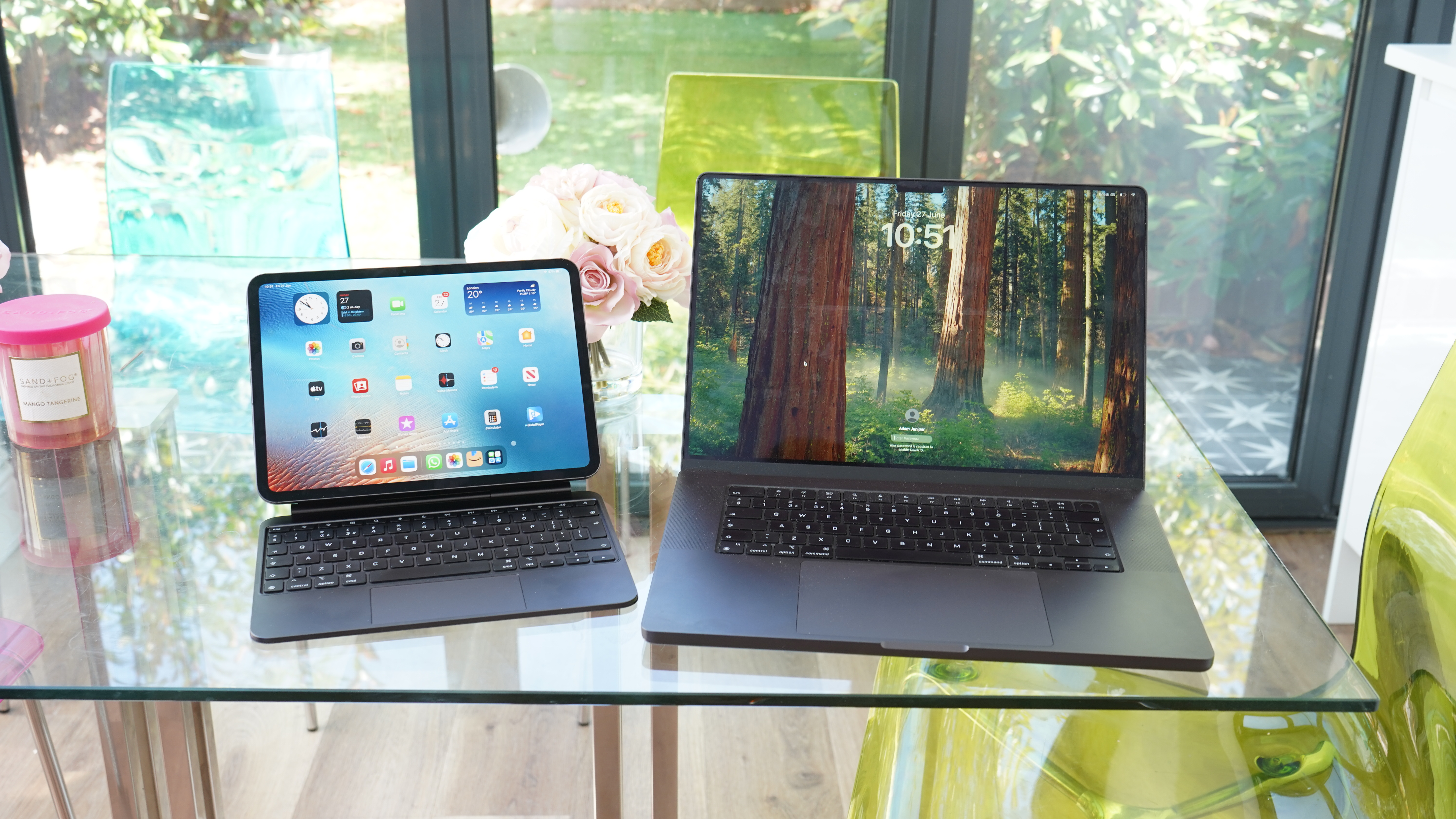 iPad Pro next to MacBook Pro on table