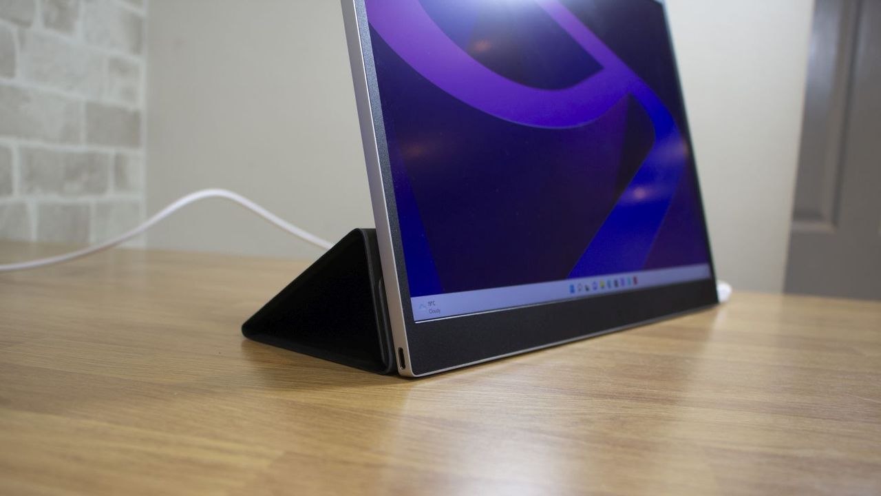 A closeup of the LG Gram +view's USB-C ports