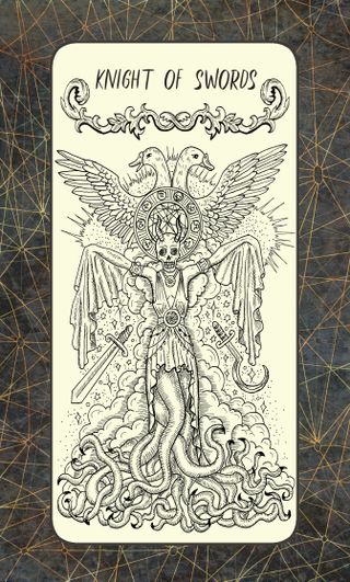 Knight of swords. The Magic Gate deck tarot card - stock illustration