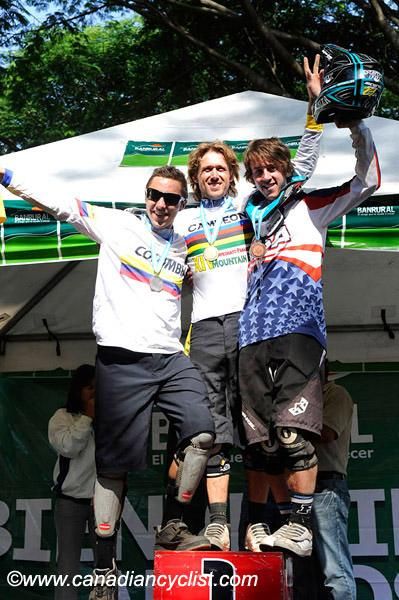 Podium: Marcelo Guti&eacute;rrez (Colombia) in second, Markolf Berchtold (Brazil) in first and Joey Schusier (United States of America) in third