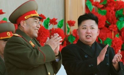 North Korean leader Kim Jong Un (right) with the Korean People's Army Ri Yong-ho