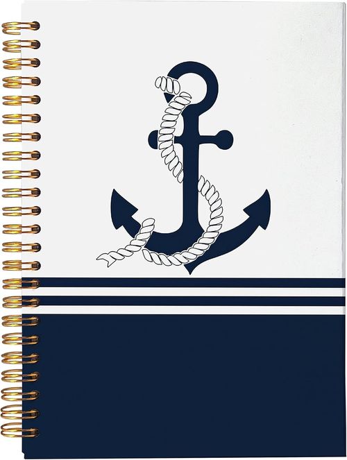 Navy Nautical Anchor Lined Spiral Notebook 
