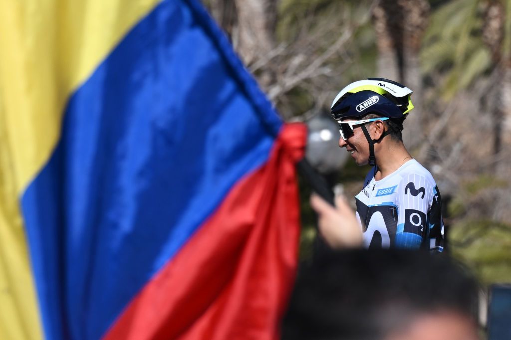 JUMILLA SPAIN FEBRUARY 15 Nairo Quintana of Colombia and Team Movistar prior to the 45th Vuelta Ciclista a la Regin de Murcia Costa Calida 2025 a 1996km one day race from Jumilla to Murcia on February 15 2025 in Jumilla Spain Photo by Tim de WaeleGetty Images