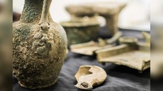  Police in Jerusalem have seized a hoard of stolen antiquities in Jerusalem, including coins, incense burners and ceramics.