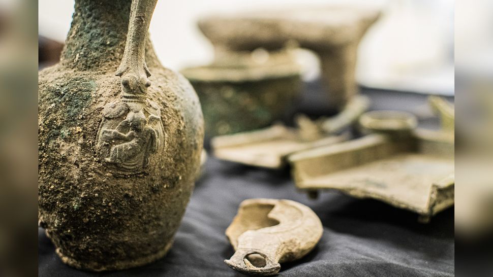 Police in Jerusalem have seized a hoard of stolen antiquities in Jerusalem, including coins, incense burners and ceramics. (Image credit: Israel Antiquities Authority)