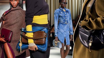 Fall 2024 Bag Trend seen at Fendi, Gucci, and Ferragamo.