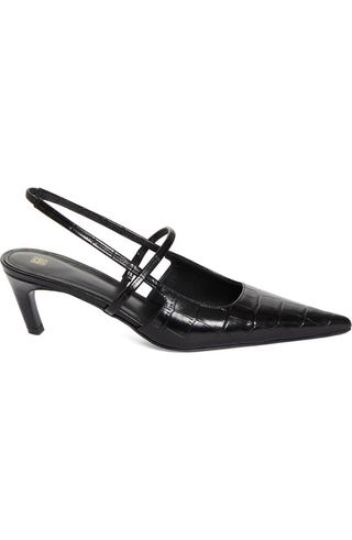 Sharp Pointed Toe Croc Embossed Slingback Pump