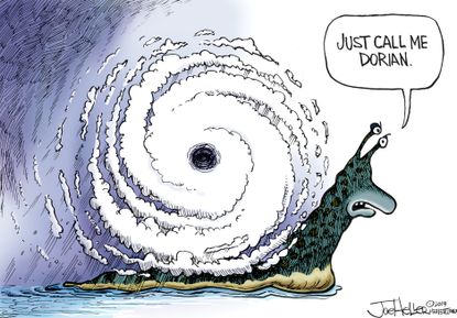 Editorial Cartoon U.S. Hurricane Dorian Snails Pace Category 4