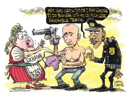 Political cartoon Putin Obama Crimea