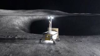 In coming years, government-sponsored and private-sector spacecraft will land on the moon. This image shows a resource prospector carrying a Regolith and Environment Science and Oxygen and Lunar Volatile Extraction (RESOLVE) experiment. The intent of the effort is to find, characterize and map ice and other substances in almost permanently shadowed areas of the moon.