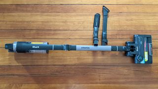 Shark Stratos Cordless vacuum cleaner on reviewer's floor