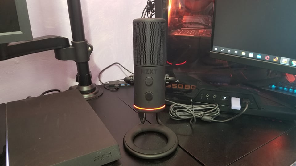 NZXT Capsule microphone plugged into a desktop PC