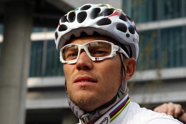 Thor Hushovd (Cervelo) in determined mood in Milan.