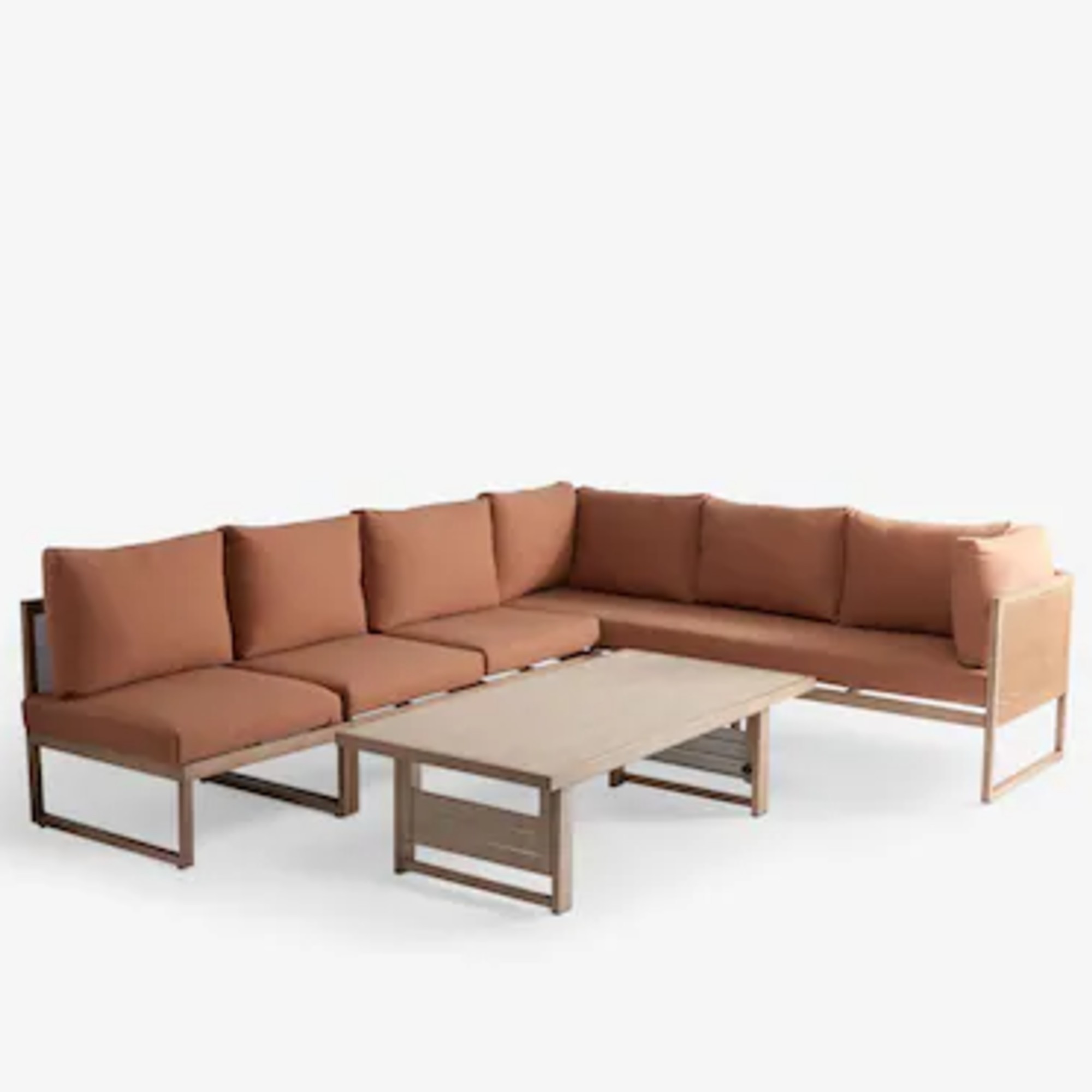 Next Rust Brown Abel Rattan Garden Modular Sofa and Table Lounge Set