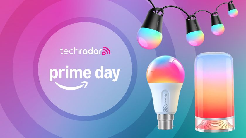 A selection of Govee smart lights are pictured next to white text which reads &quot;Tech Radar Prime Day&quot;.