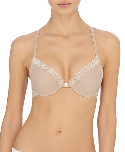 Natori Women's Feathers Front Close T-Back Bra, Cafe 34b