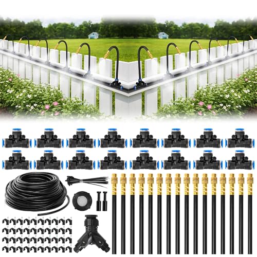 Bluepro Drip Irrigation System 100ft 1/4", 2026-Upgrade Garden Sprinkler Kit With 16pcs 360&amp;deg; Adjustable Copper Nozzles, Automatic Misting Watering System for Raised Beds, Greenhouse, Lawn, Patio, Yard