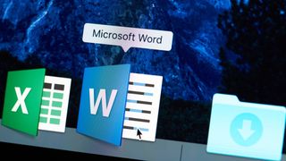 zoomed-in image of Microsoft Word icon on desktop