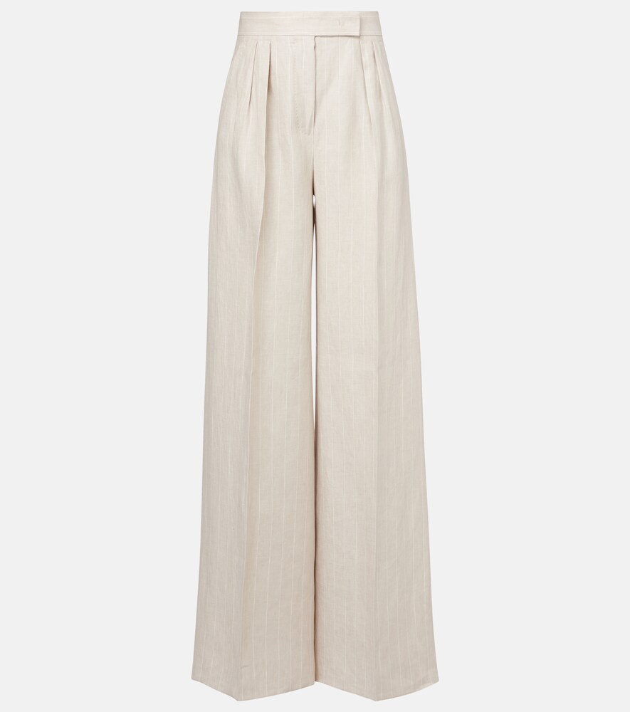 Rauche High-Rise Linen Wide-Leg Pants
