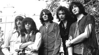 Ritchie (second right) in Purple with his nemesis Ian Gillan (centre).