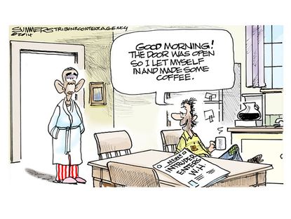 Obama cartoon U.S. White House intruder security