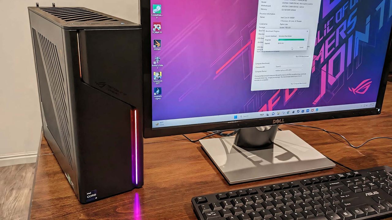 ROG G22CH connected to monitor with RGB on.