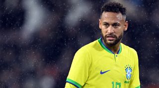 Brazil forward Neymar looks on during the international friendly between Brazil and Ghana on 23 September, 2022 at the Stade Oceane, Le Havre, France