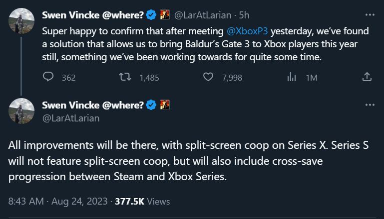 can i play baldur's gate 3 on pc with someone on xbox