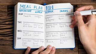 Diary with detailed meal plan, an important step in managing diet vs exercise