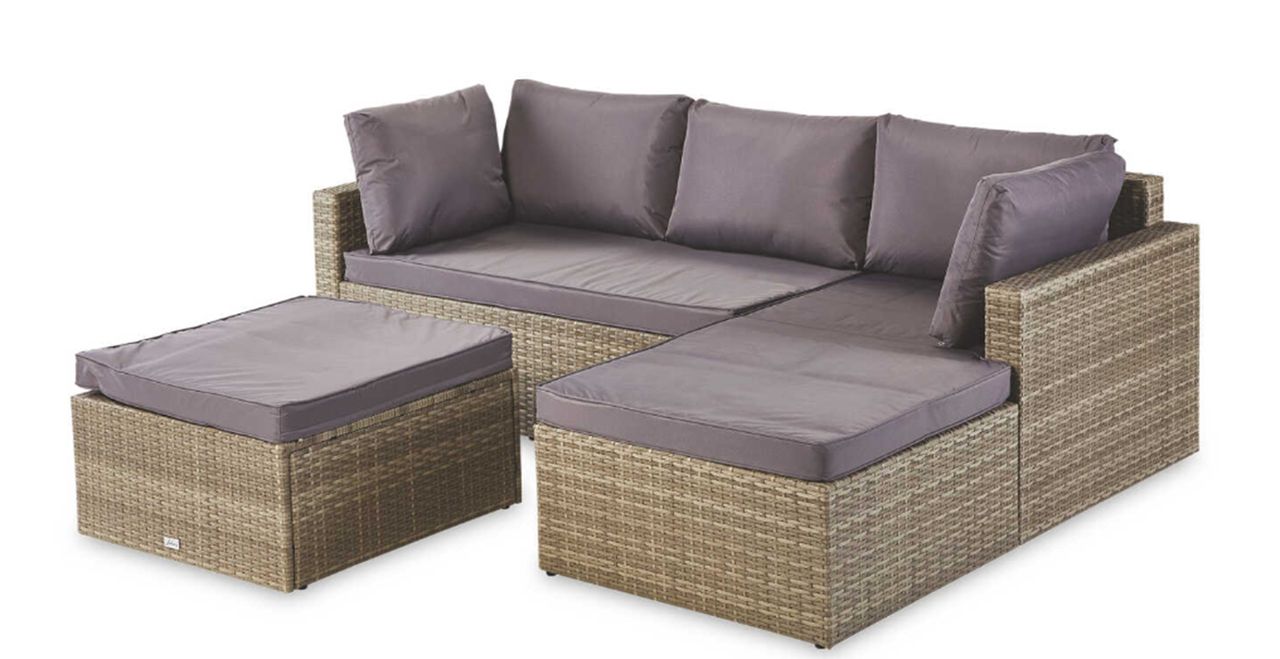 The Aldi Rattan Corner Sofa returns next week set a reminder Woman