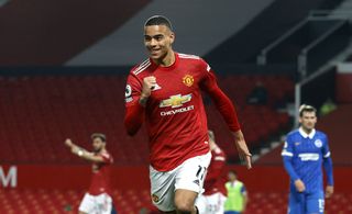 Mason Greenwood celebrating his goal against Brighton & Hove Albion