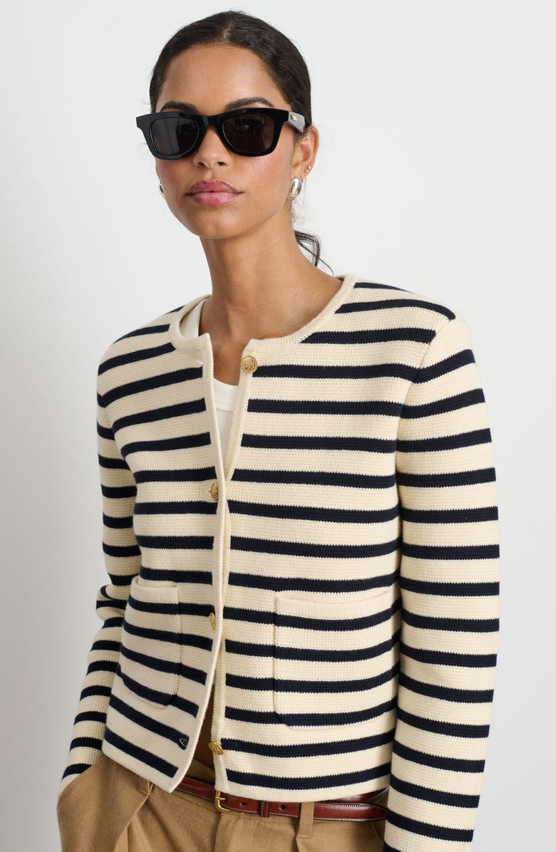 Paris Stripe Cotton & Cashmere Cardigan