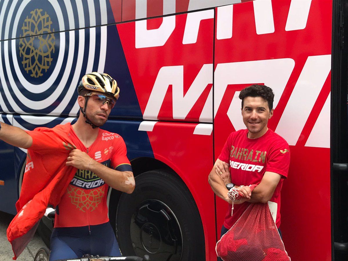Giovanni Visconti and Domenico Pozzovivo post-ride