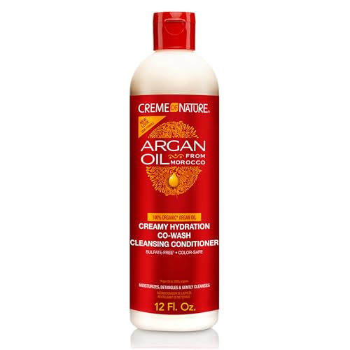 Creme of Nature, Argan Oil Hair Conditioner, Creamy Hydration Co-Wash Cleansing Conditioner, 12 Fl Oz