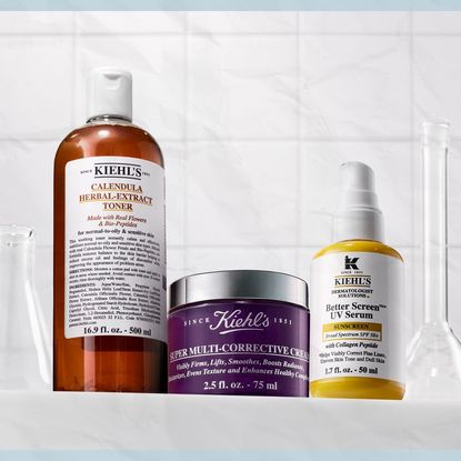 Kiehls products on bathroom tabletop
