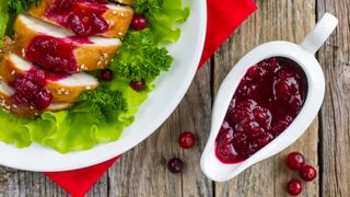 Cranberry sauce on dinner table