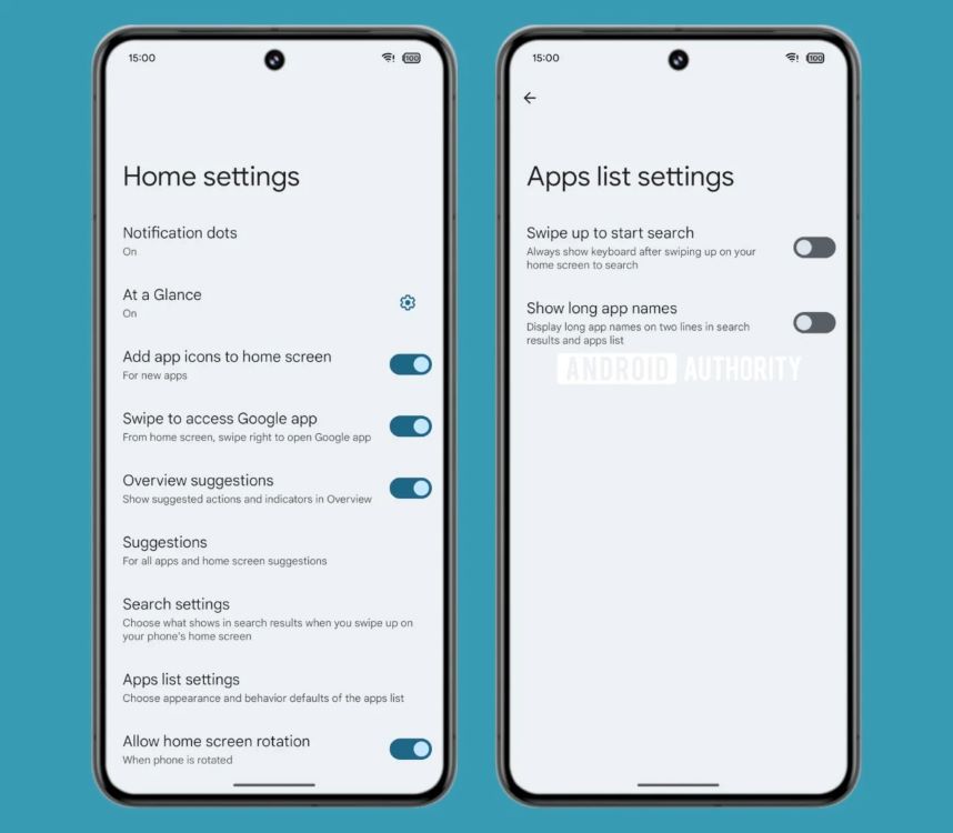 Pixel Launcher showing full app names