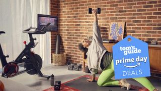 a photo of a woman doing a peloton workout