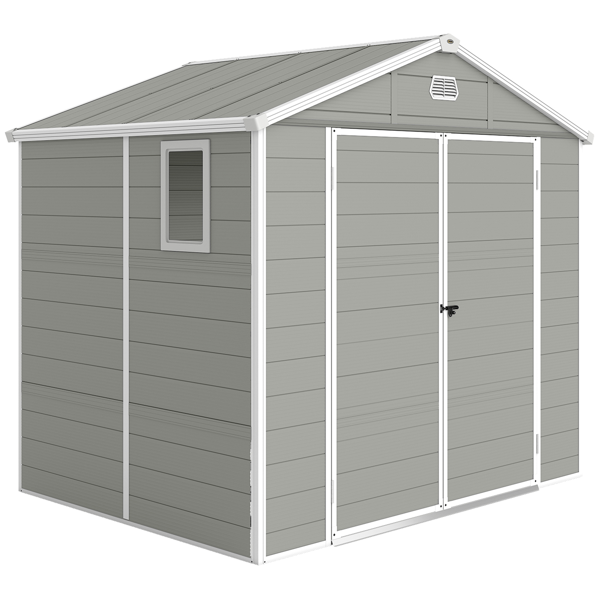 Outsunny 7.9ft X 6.2ft Aluminium Frame Rust Resistance Waterproof Shed, With Galvanised Foundation - Light Grey