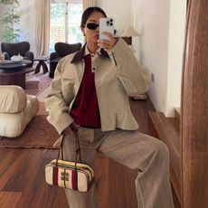 @aimeesong wears camel jeans