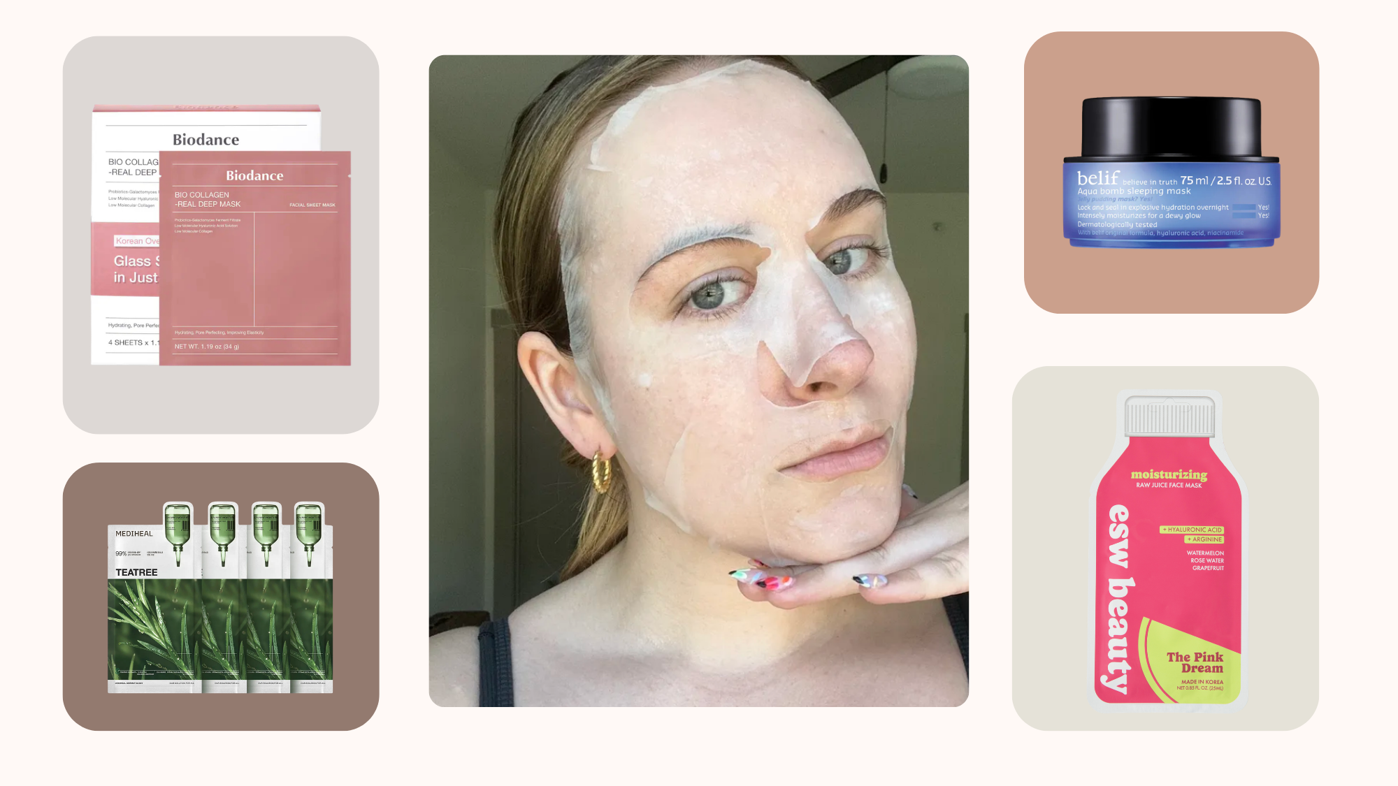 Beauty editor Kaitlyn McLintock wearing the Biodance face mask.