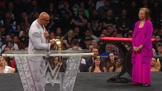 The Rock at the 2024 WWE Hall of Fame ceremony