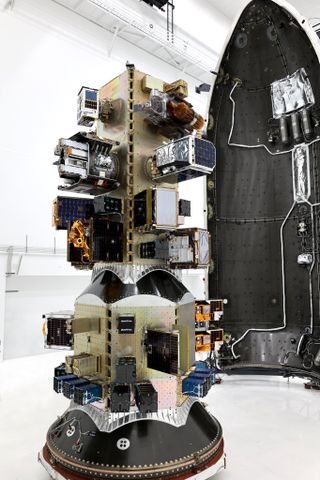 SpaceX's Transporter-11 payloads are seen before launch.